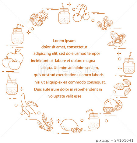 Jar with smoothies and ingredients for smoothie 54101041
