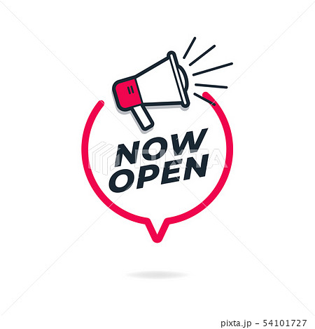 Now Open Sign With Chat Bubble And Megaphone のイラスト素材 Now Open Sign With Chat Bubble And Megaphone のイラスト素材