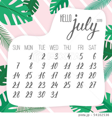 July 2019 calendar leaf with hand written signs 54102536