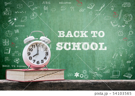 Back to school concept with clock and book 54103565