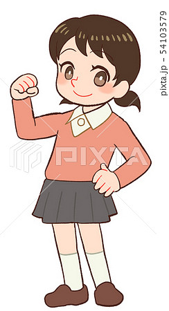 ガッツポーズする子ども ガッツポーズする子ども 54103579
