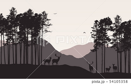 Realistic illustration of mountain landscape with Realistic illustration of mountain landscape with 54105358