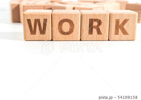 Work wooden blocks of business concept isolated on 54109158