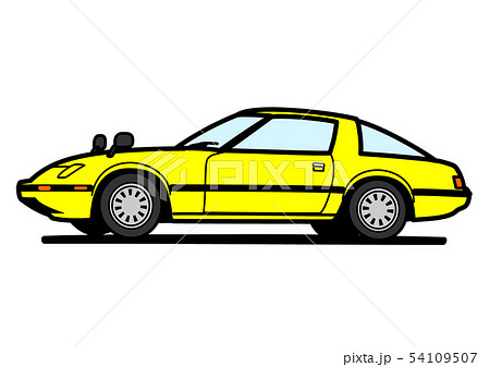 国産ヒストリックスポーツカー 黄色 自動車イラストのイラスト素材