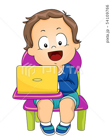 Kid Boy Toddler School Laptop Illustration Kid Boy Toddler School Laptop Illustration 54109766