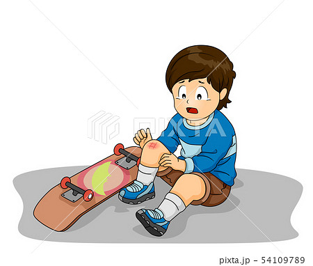 Kid Boy Bruise Skateboard Illustration 54109789