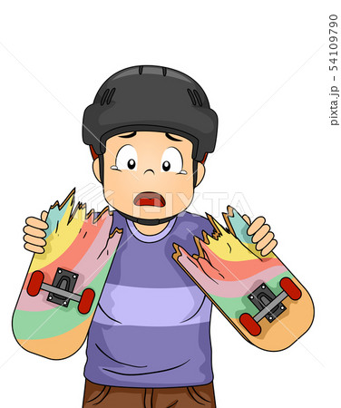 Kid Boy Skateboard Broken Illustration Kid Boy Skateboard Broken Illustration 54109790