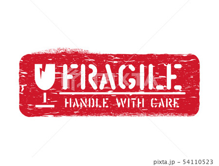 Vector fragile imprint, Handle with care cargo box sign for logistics isolated on white background 54110523