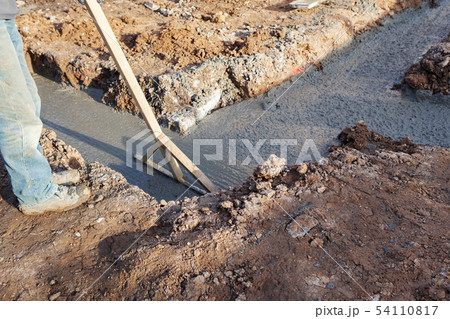 Trenches filled with concrete Trenches filled with concrete 54110817