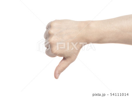 Thumb down male hand sign isolated on white Thumb down male hand sign isolated on white 54111014