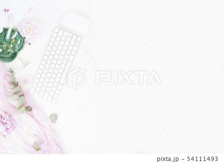 Top view home office workspace Top view home office workspace 54111493