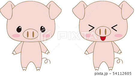 かわいいブタのキャラクター 表情２種 のイラスト素材 54112605 Pixta