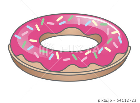 浮き輪イラスト単品 主線有り ラズベリースプレー ドーナッツ のイラスト素材