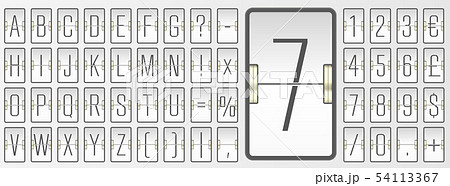 White scoreboard font for showing flight departure information. 54113367