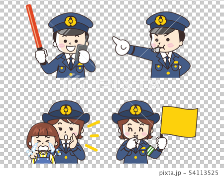 警察官の男女のイラスト素材