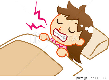 歯ぎしりをする女性のイラスト素材