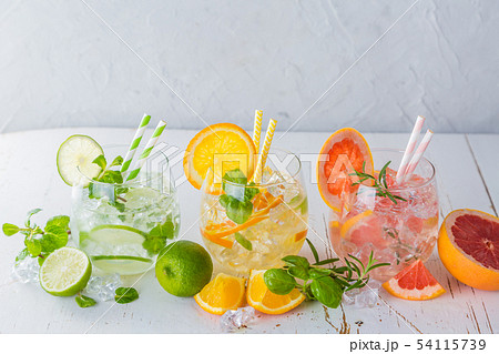 Selection of infused water for detox Selection of infused water for detox 54115739