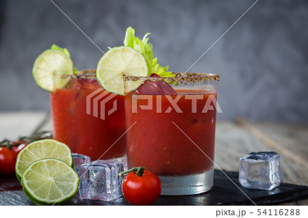 Bloody mary cocktail and ingredients Bloody mary cocktail and ingredients 54116288