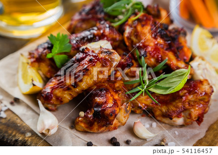 Chicken wings in on wood board 54116457