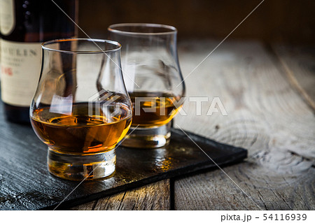 Whiskey with ice in glasses Whiskey with ice in glasses 54116939
