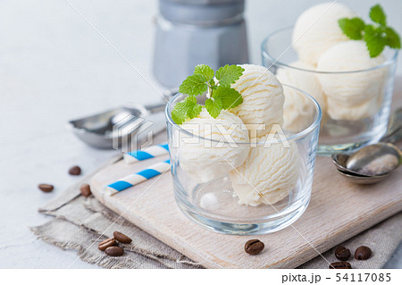 Vanilla ice cream in glasses 54117085