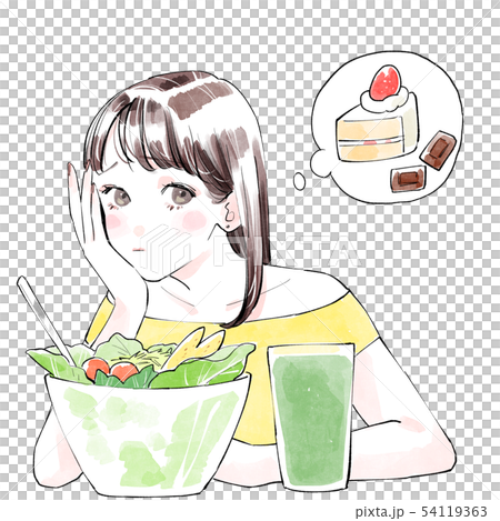 食事制限中の女性のイラスト素材