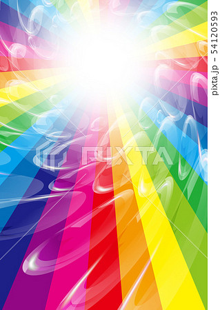 背景素材壁紙 イラスト パーティーのイメージ 虹色 シャボン玉 放射 光 無料 フリーサイズ バブルのイラスト素材