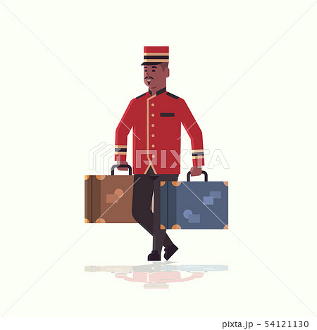 bell boy carrying suitcases service concept african american bellman holding luggage male hotel bell boy carrying suitcases service concept african american bellman holding luggage male hotel 54121130
