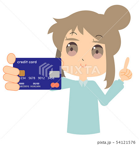クレジットカードを使う女性のイラストのイラスト素材