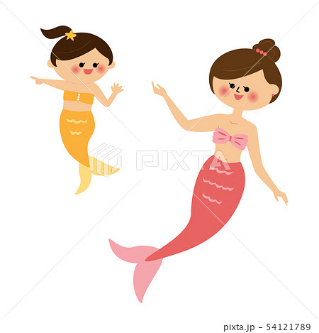 人魚の親子のイラスト素材 人魚の親子のイラスト素材
