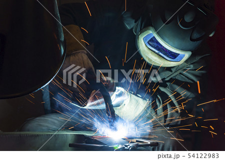 Industrial steel welder in factory welder, 54122983