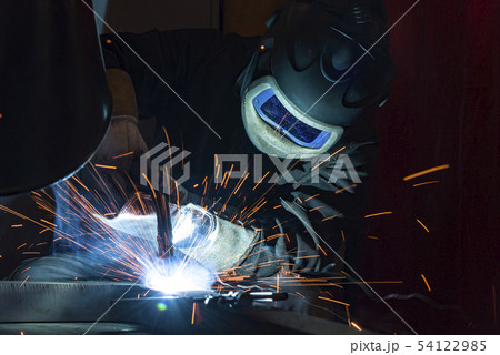 Industrial steel welder in factory welder, 54122985