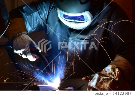 Industrial steel welder in factory welder, 54122987