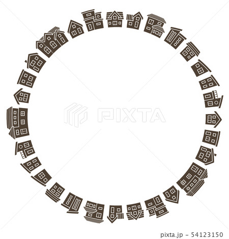 サークル状に配置された細かいの家だけのシルエット ブラウン のイラスト素材