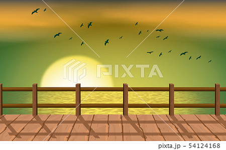 landscape of wooden bridge on the beach in sunset landscape of wooden bridge on the beach in sunset 54124168