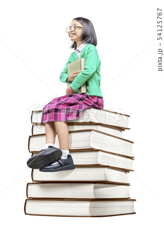Asian cute girl with glasses holding the book Asian cute girl with glasses holding the book 54125767