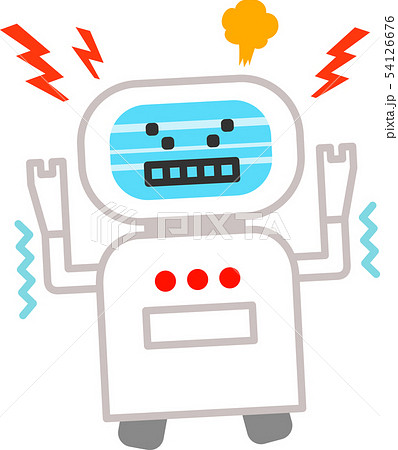 暴れるロボットのイラスト素材