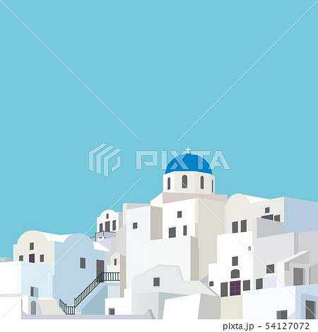 santorini サントリーニ島 街並みのイラスト素材 [54127072] - PIXTA