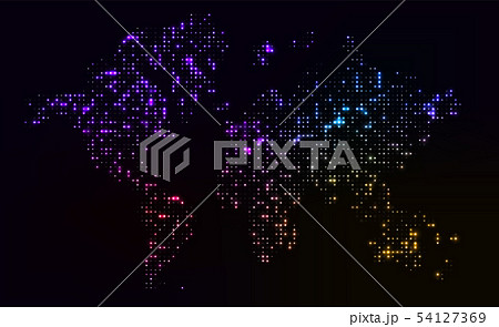 Global big data analysis visualized as glowing 54127369