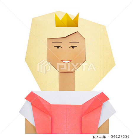 Origami paper beautiful princess in pink dress. 54127555