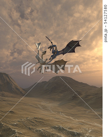 Aggressive Dragons Fighting in a Mountain Landscap Aggressive Dragons Fighting in a Mountain Landscap 54127580