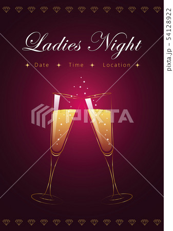 ladies night party poster with champagne glasses and diamonds ladies night party poster with champagne glasses and diamonds 54128922