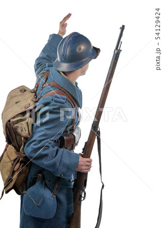 French soldier 1914 1918 ,back view, isolated on 54129424