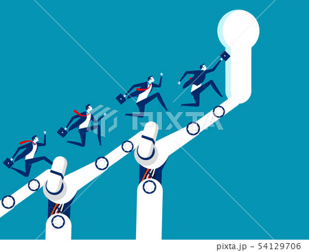 Support technology. Business team running to 54129706