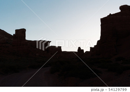 Contrast landscape of Charyn canyon ridges in Kazakhstan 54129799