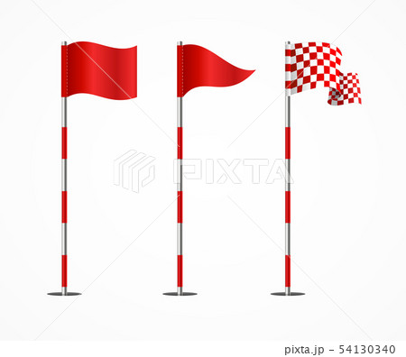 Realistic 3d Detailed Golf Flag Set. Vector 54130340