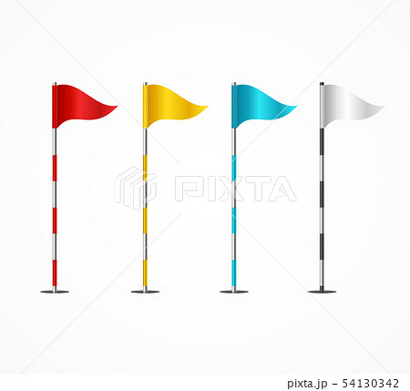 Realistic 3d Detailed Golf Flag Set. Vector Realistic 3d Detailed Golf Flag Set. Vector 54130342