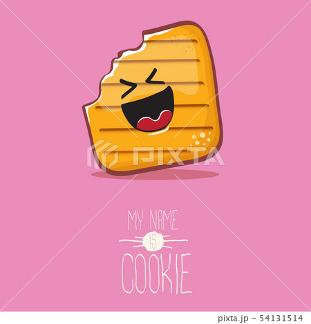 vector funny cookie character isolated on pink background. My name is cookie concept illustration vector funny cookie character isolated on pink background. My name is cookie concept illustration 54131514