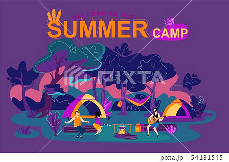 Flat Banner Inscription Welcome To Our Summer Camp Flat Banner Inscription Welcome To Our Summer Camp 54131545