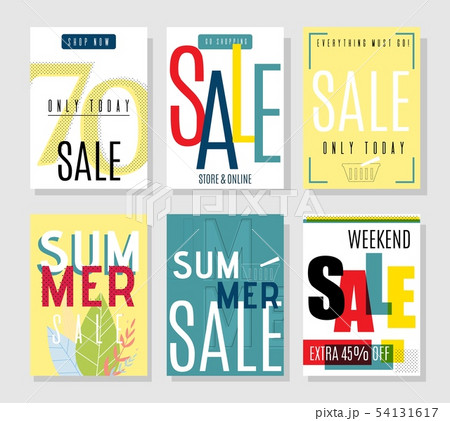 Flat Flyer Template Set with Special Summer Sales 54131617
